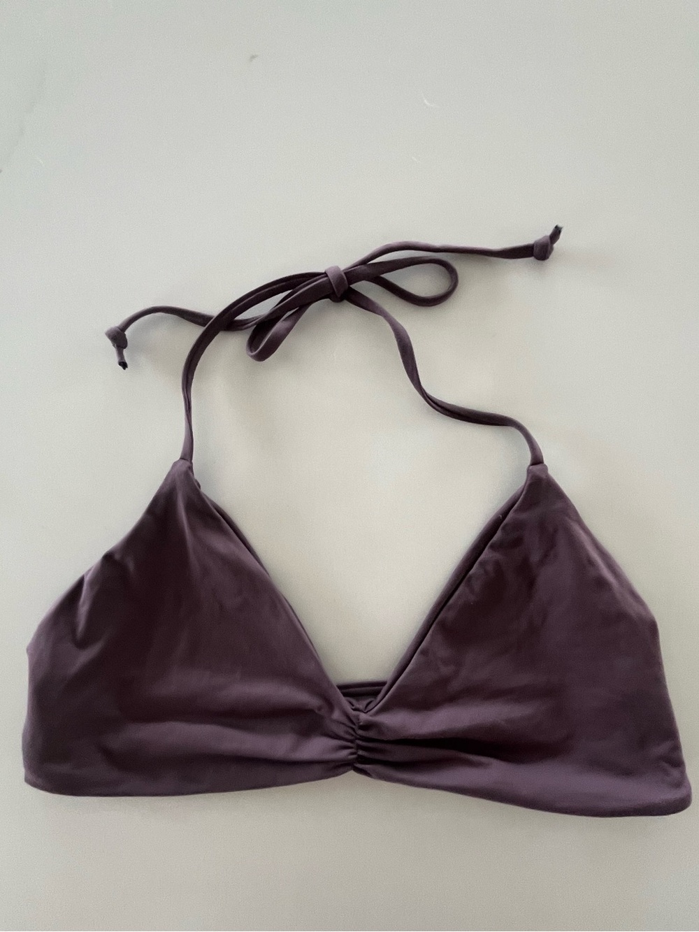 L*Space by Monica Wise Strappy Back Halter Bikini Top Pebble Gray Size Large EUC